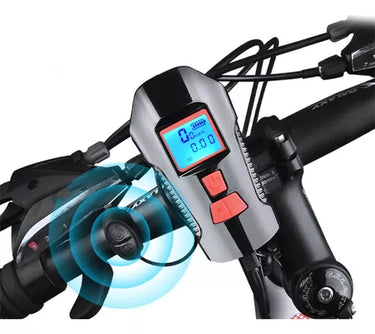 Luz Linterna Led Velocimetro Y Corneta Para Bicicleta 3 En 1